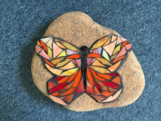 rock butterfly orange yellow mosaic